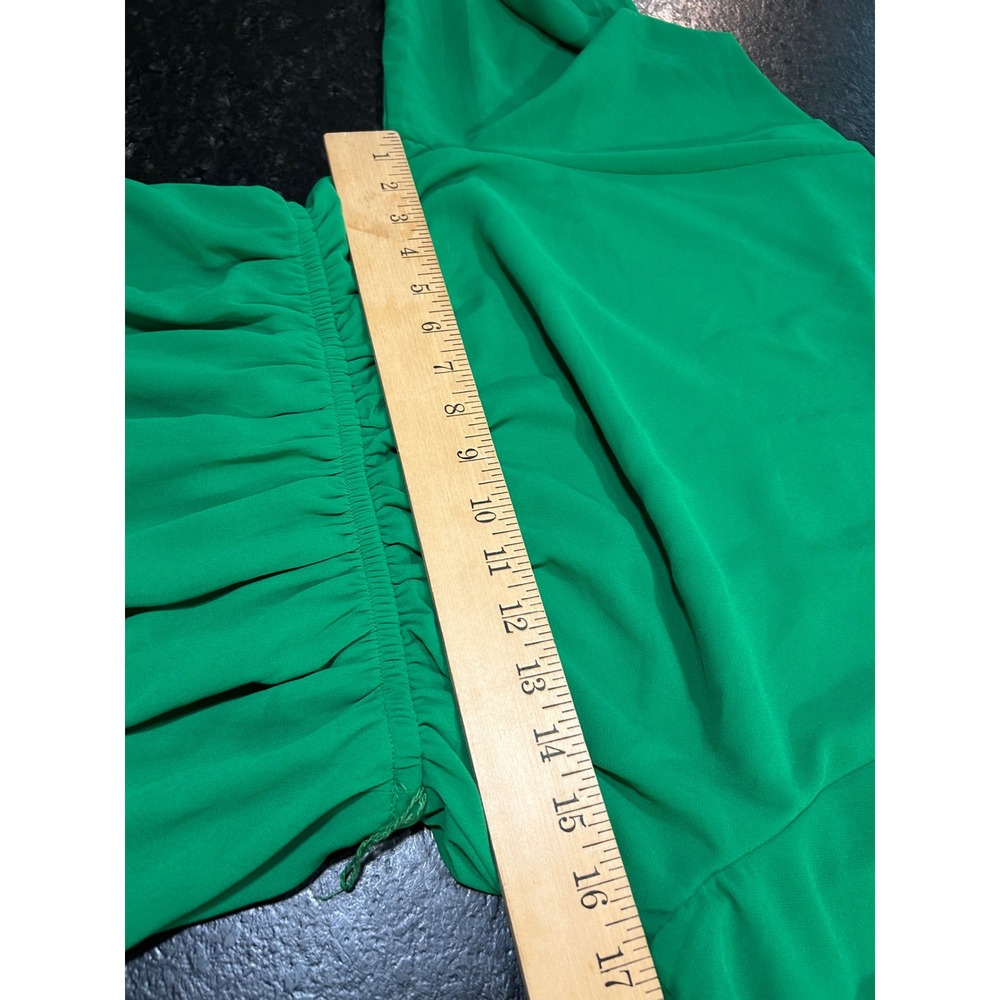 Flying Tomato Green Long Sleeve Ruffle Hem Mini Dress Elastic Waist Womens M - Picture 5 of 7